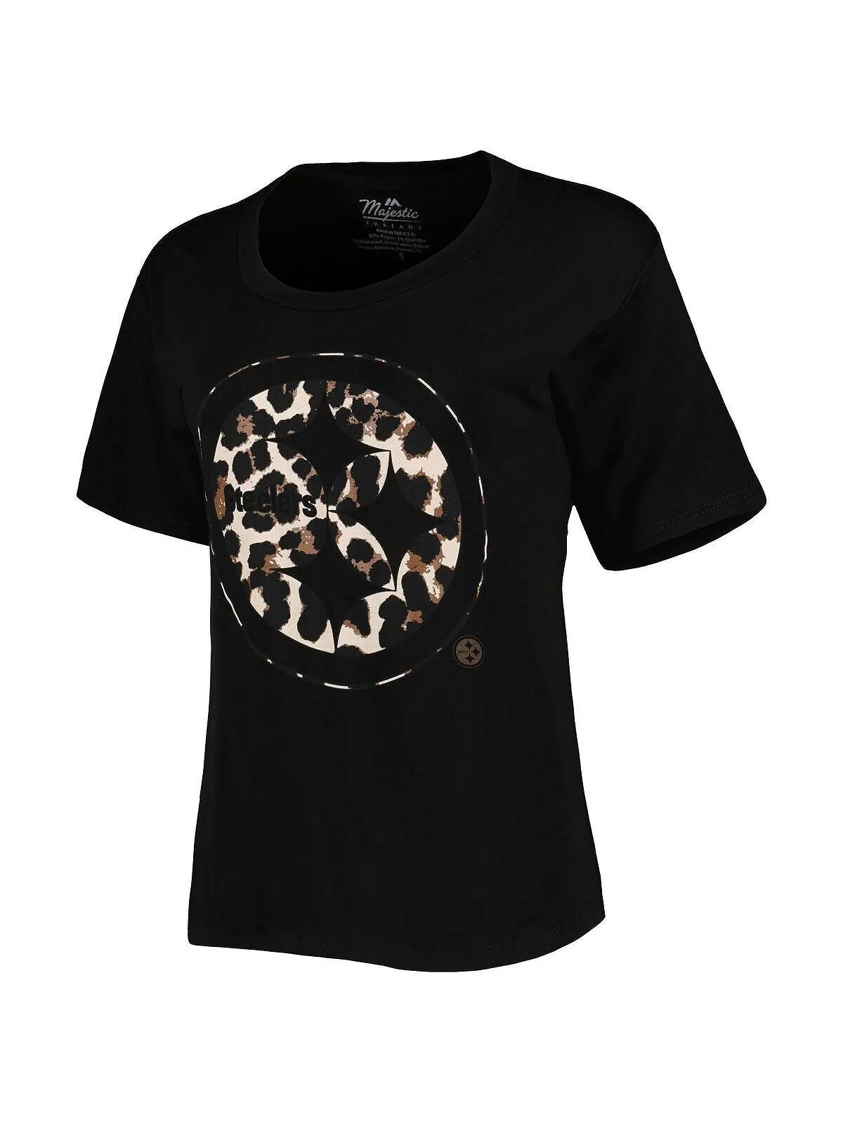 Женские нитки T.J. Черная футболка Watt Pittsburgh Steelers Leopard с именем и номером игрока — изображение 2 из 2, черный
