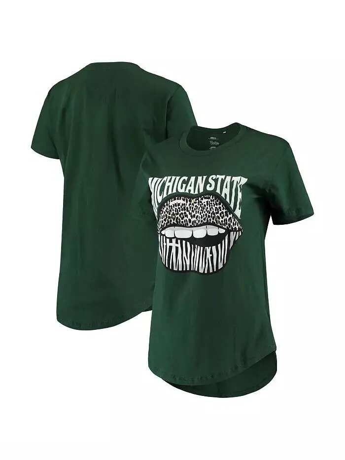 Зеленая женская футболка Michigan State Spartans Wild Lips Core Pressbox — изображение 1 из 3