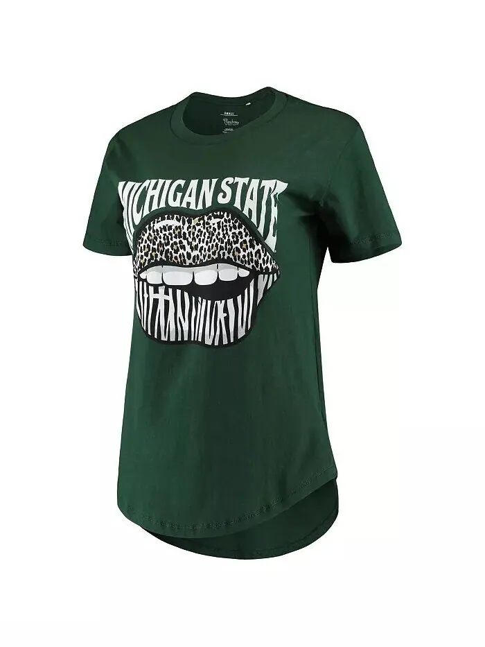 Зеленая женская футболка Michigan State Spartans Wild Lips Core Pressbox — изображение 2 из 3