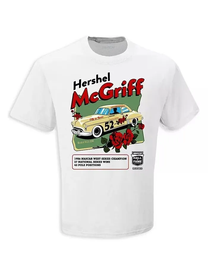 Мужская белая футболка Hershel Mc Griff, Зал славы NASCAR, класс призывников 2023 года Checkered — изображение 2 из 2