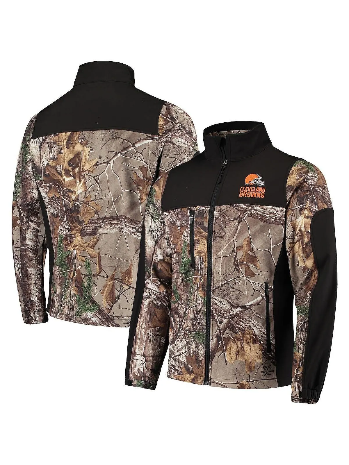 Мужская куртка Realtree Camo и черная Cleveland Browns Circle Hunter Softshell с молнией во всю — черный