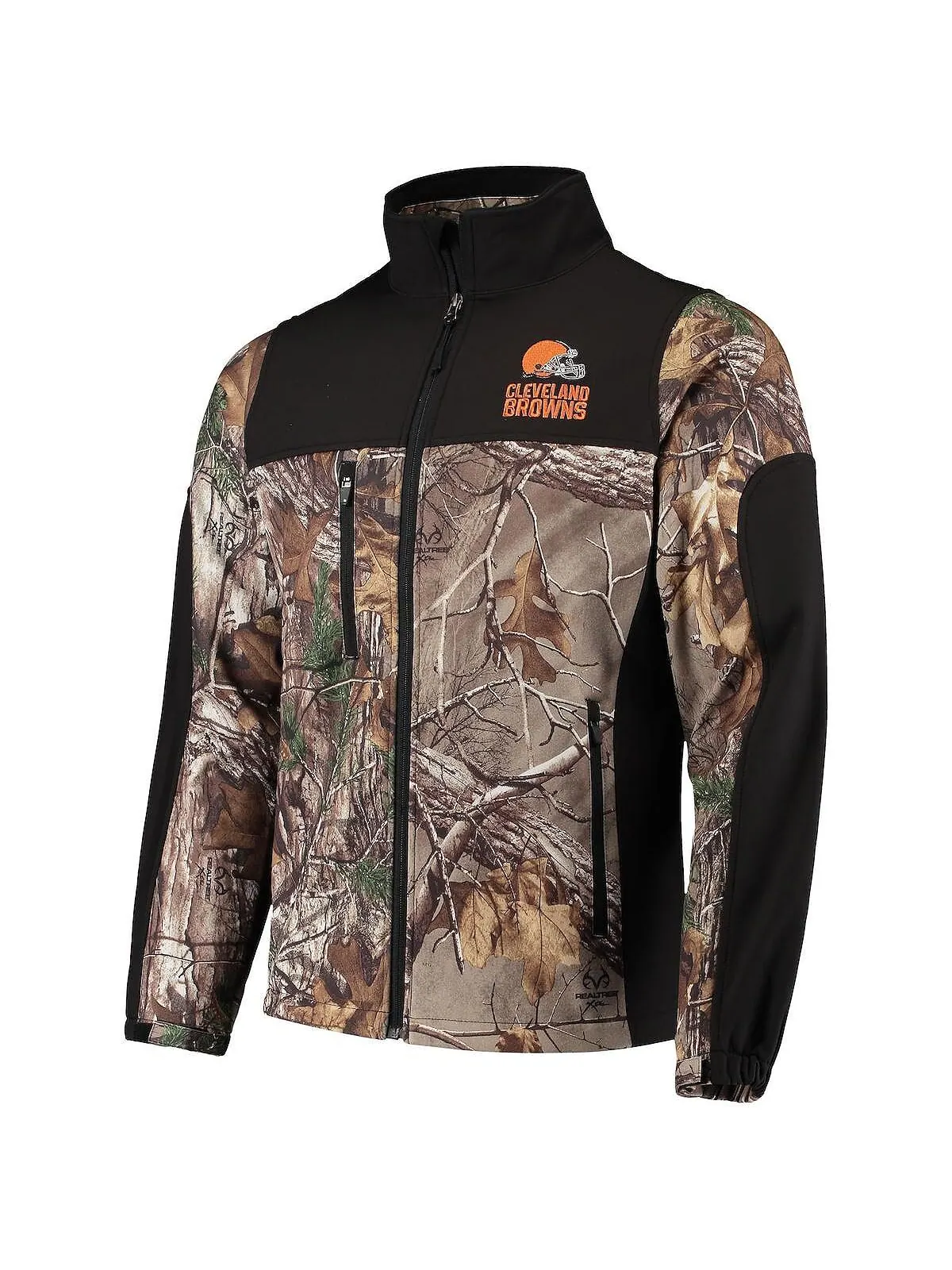 Мужская куртка Realtree Camo и черная Cleveland Browns Circle Hunter Softshell с молнией во всю — изображение 3 из 5, черный