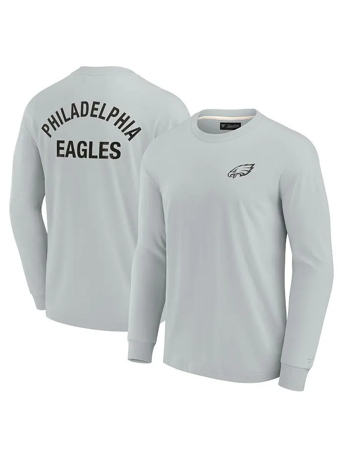 Мужская и женская серая супермягкая футболка с длинным рукавом Philadelphia Eagles Fanatics — изображение 2 из 4, серый
