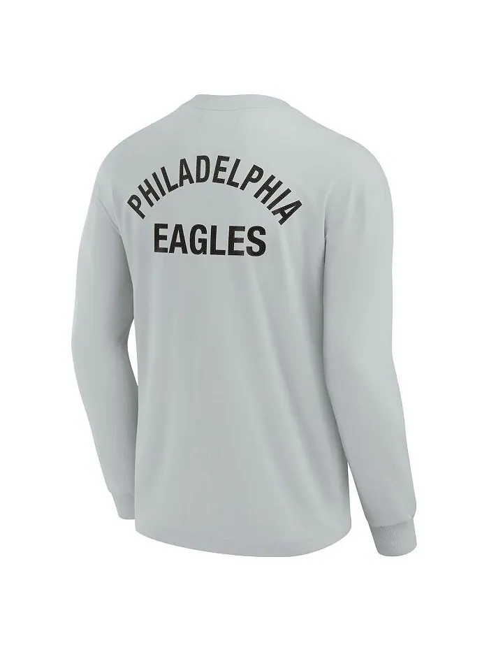 Мужская и женская серая супермягкая футболка с длинным рукавом Philadelphia Eagles Fanatics — изображение 4 из 4, серый
