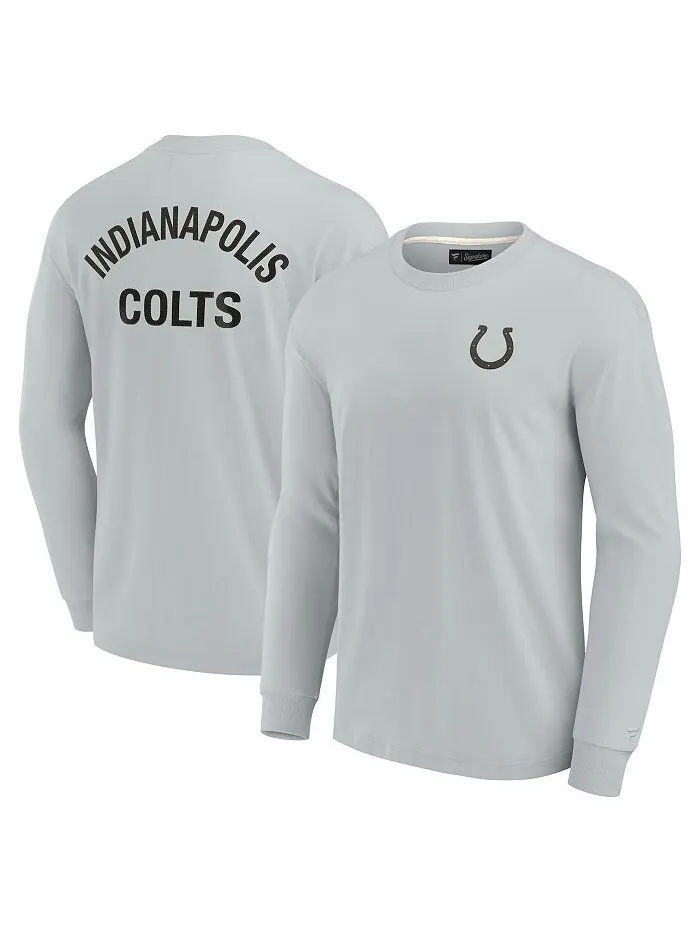 Мужская и женская серая супермягкая футболка Indianapolis Colts с длинным рукавом Fanatics Signature — изображение 3 из 4