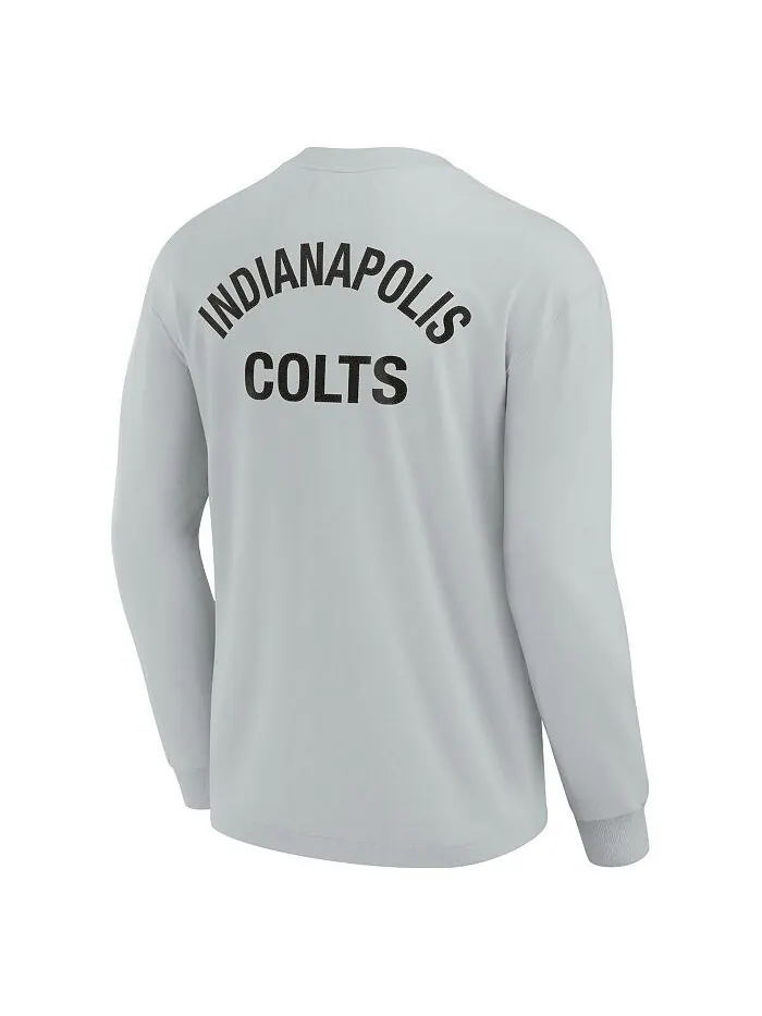 Мужская и женская серая супермягкая футболка Indianapolis Colts с длинным рукавом Fanatics Signature — изображение 4 из 4