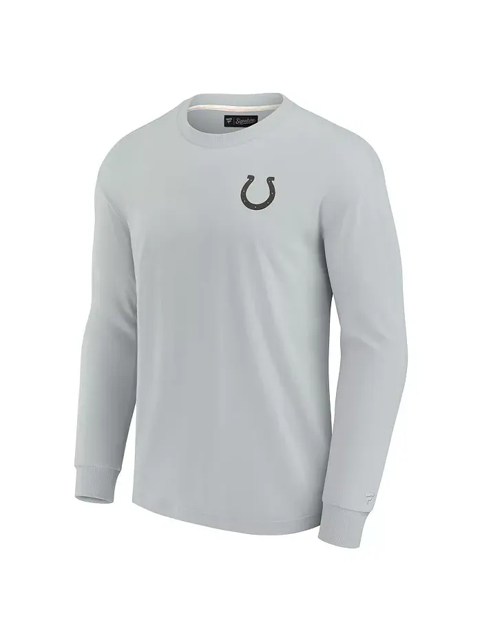 Мужская и женская серая супермягкая футболка с длинным рукавом Indianapolis Colts Fanatics Signature — изображение 2 из 4