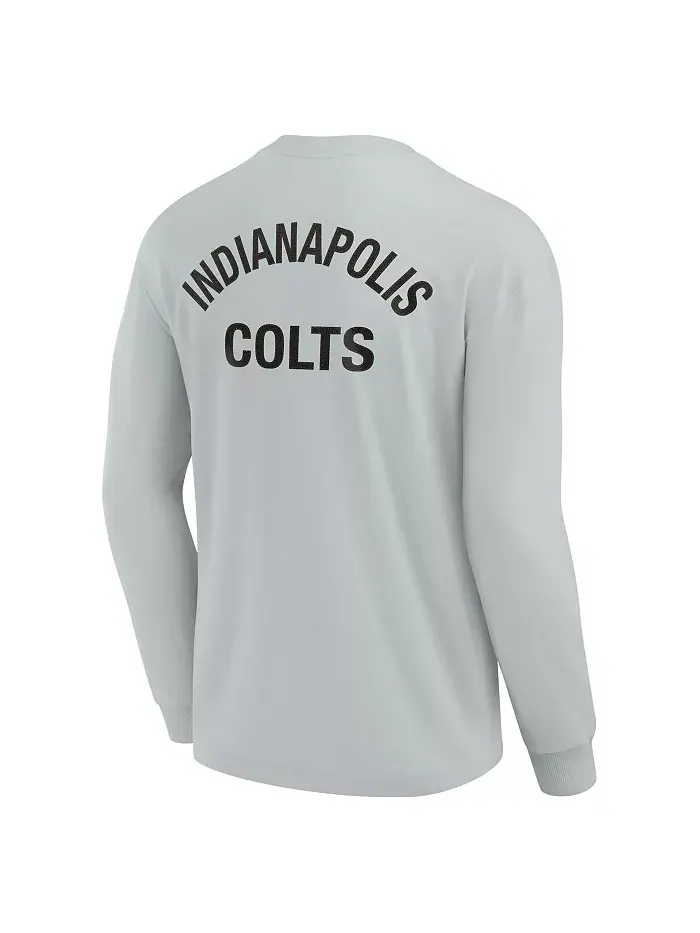 Мужская и женская серая супермягкая футболка с длинным рукавом Indianapolis Colts Fanatics Signature — изображение 4 из 4