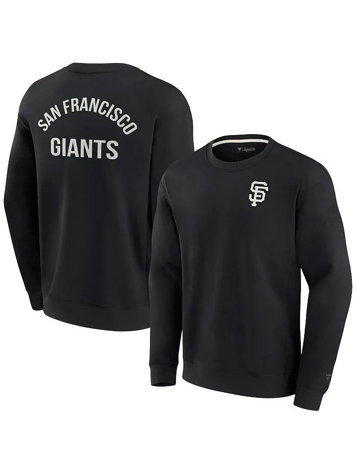 Мужской и женский супермягкий пуловер черного цвета San Francisco Giants, свитшот с круглым вырезом — черный