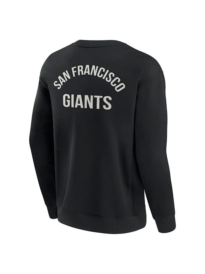 Мужской и женский супермягкий пуловер черного цвета San Francisco Giants, свитшот с круглым вырезом — изображение 2 из 4