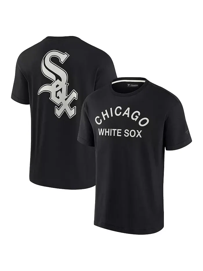 Мужская и женская черная футболка Chicago White Sox с коротким рукавом, супермягкая Fanatics — изображение 1 из 3