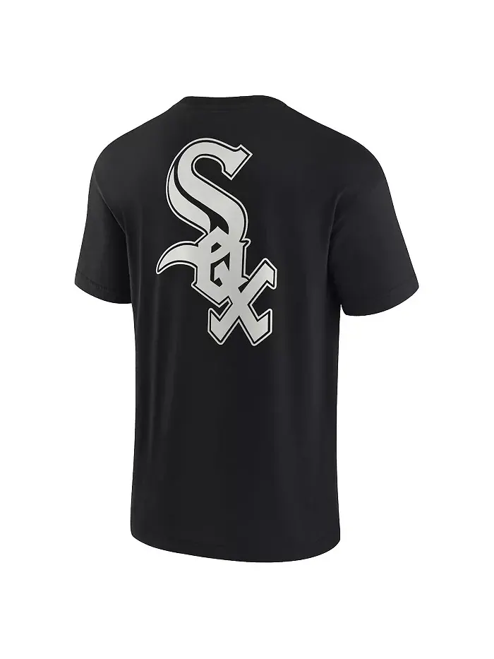 Мужская и женская черная футболка Chicago White Sox с коротким рукавом, супермягкая Fanatics — изображение 2 из 3
