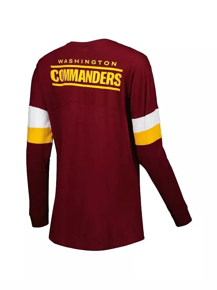 Женская бордовая футболка Washington Commanders Athletic Varsity на шнуровке с длинными рукавами — изображение 3 из 3