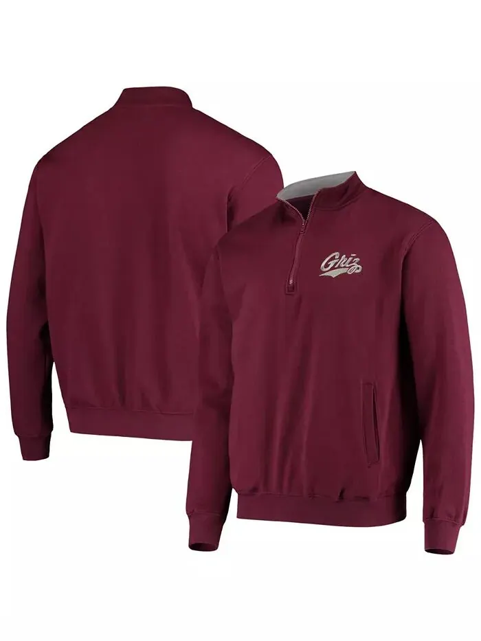 Мужская темно-бордовая толстовка Montana Grizzlies Tortugas Logo с застежкой-молнией на четверть — изображение 1 из 3