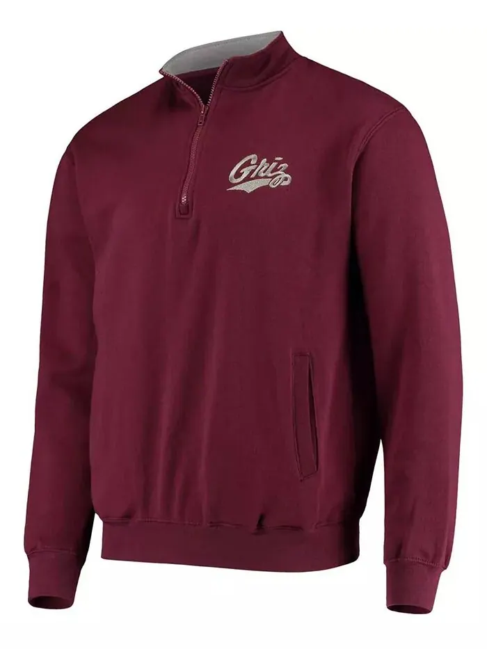 Мужская темно-бордовая толстовка Montana Grizzlies Tortugas Logo с застежкой-молнией на четверть — изображение 2 из 3