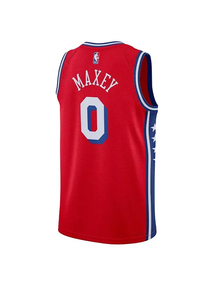 Мужская баскетбольная майка Philadelphia 76ers Tyrese Maxey в красном цвете, стиль Swingman — изображение 2 из 3