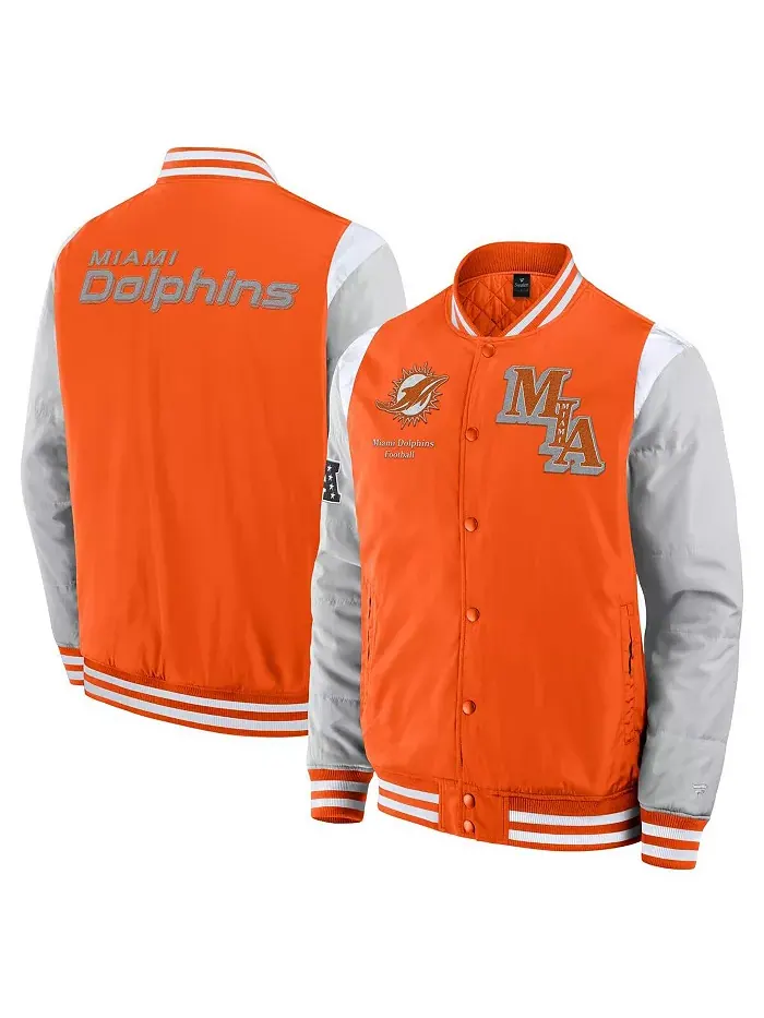 Мужская и женская куртка Miami Dolphins Elements Elite Full-Snap оранжевого цвета Fanatics
