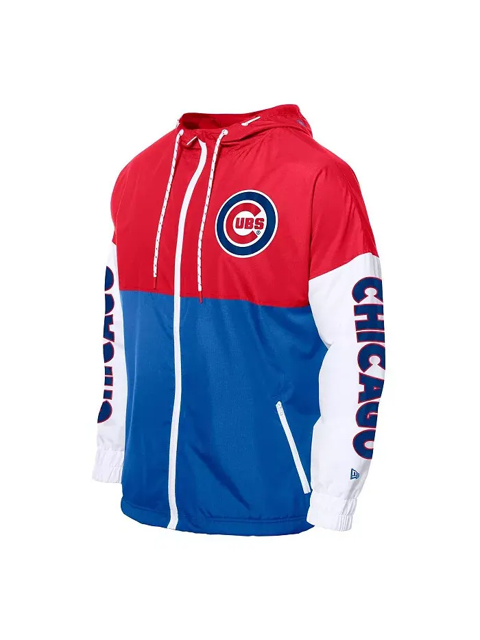 Мужская ветровка-худи с молнией Chicago Cubs в цветовой гамме Royal/Red New Era — изображение 2 из 3