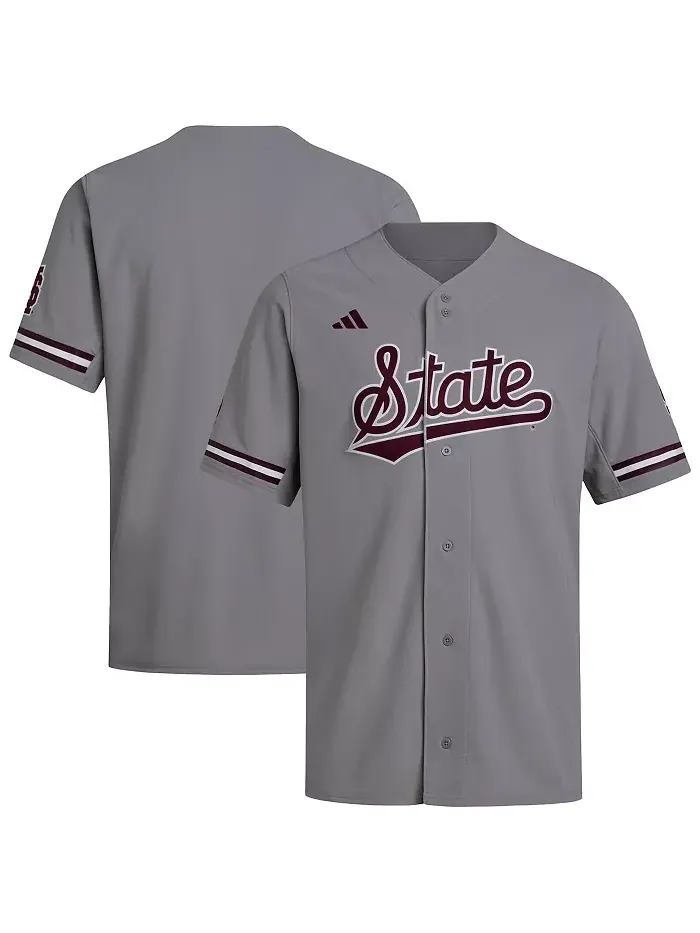 Мужская серая бейсбольная джерси Mississippi State Bulldogs (реплика) adidas
