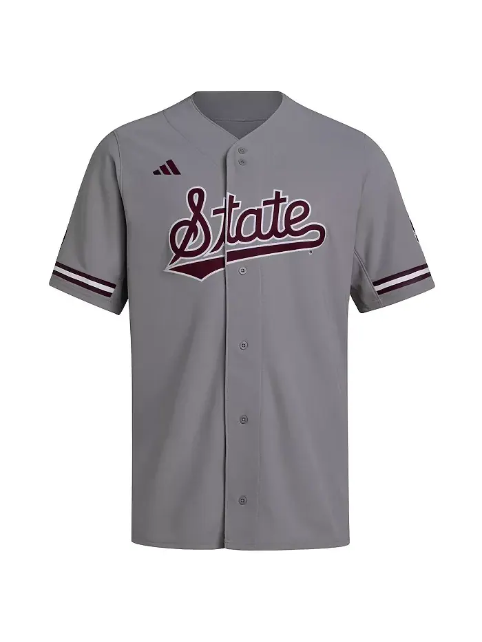 Мужская серая бейсбольная джерси Mississippi State Bulldogs (реплика) adidas — изображение 2 из 3