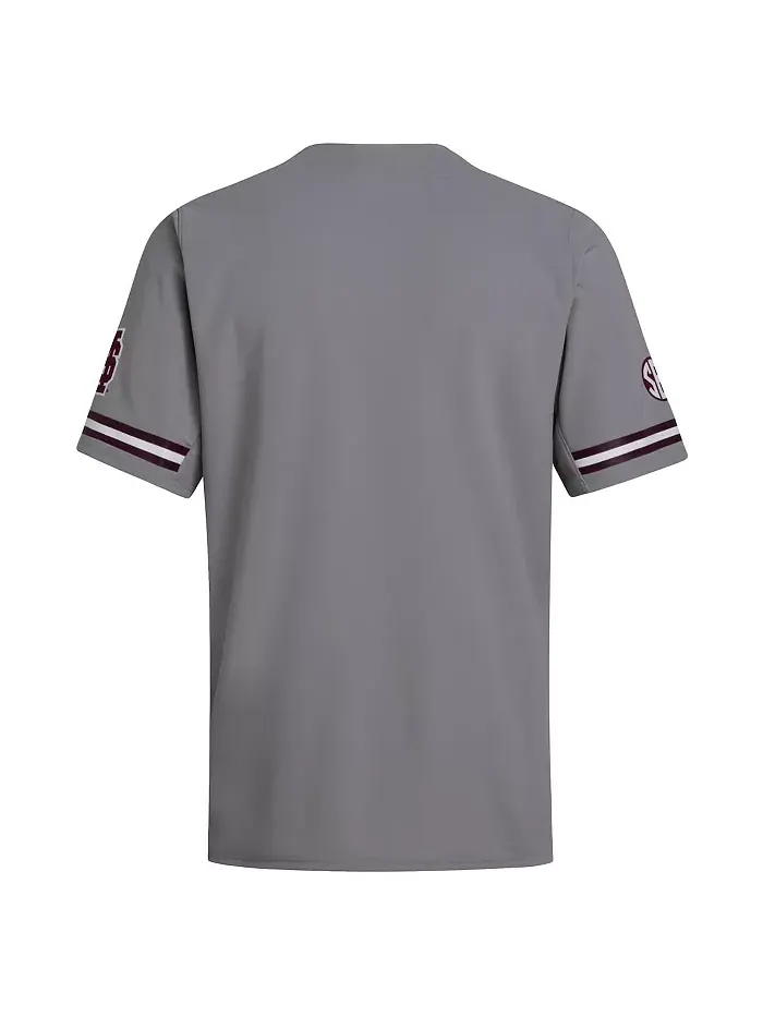 Мужская серая бейсбольная джерси Mississippi State Bulldogs (реплика) adidas — изображение 3 из 3