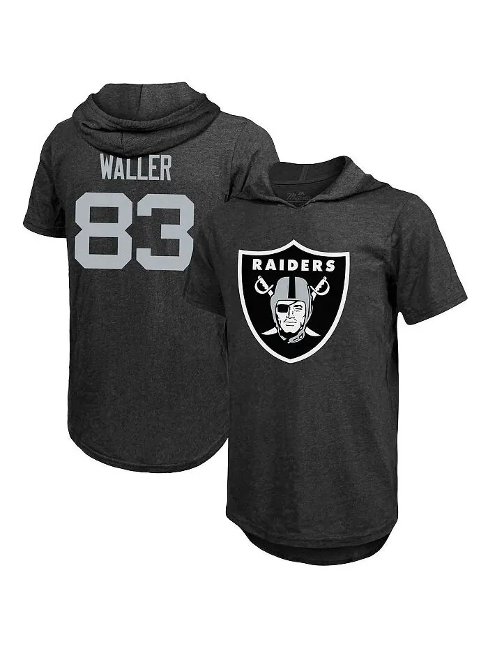 Черная мужская футболка с капюшоном Darren Waller Las Vegas Raiders, имя и номер игрока Tri-Blend