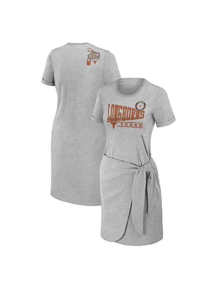 Женское платье-футболка с узлом Хизер Серого Техаса Longhorns WEAR by Erin Andrews
