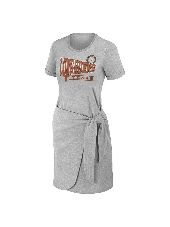 Женское платье-футболка с узлом Хизер Серого Техаса Longhorns WEAR by Erin Andrews — изображение 2 из 3, серый
