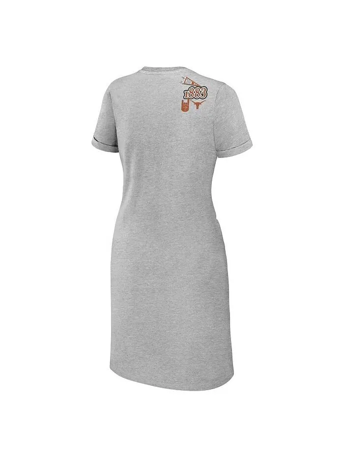 Женское платье-футболка с узлом Хизер Серого Техаса Longhorns WEAR by Erin Andrews — изображение 3 из 3, серый
