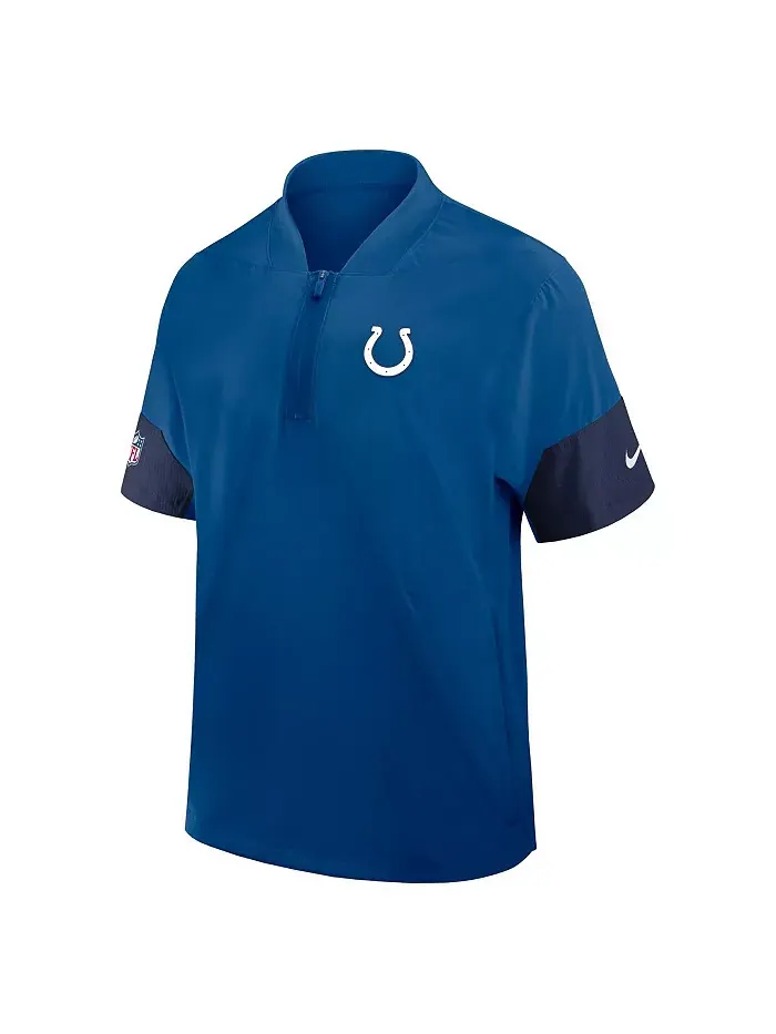 Мужская тренерская куртка с четверть-молнией и короткими рукавами Royal Indianapolis Colts Sideline — изображение 2 из 3