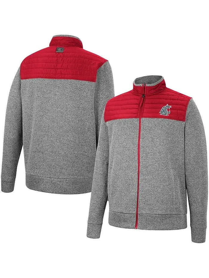Мужская темно-красная куртка Washington State Cougars Putter с молнией во всю длину с узором — изображение 1 из 3