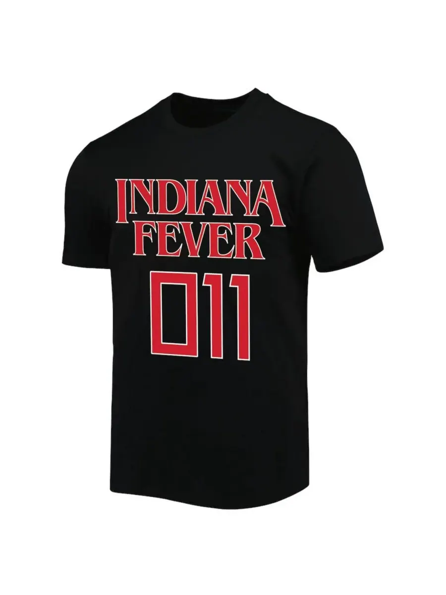Round21 Мужская и женская черная футболка Indiana Fever Stranger Things Premium Relaxed — изображение 3 из 3, черный