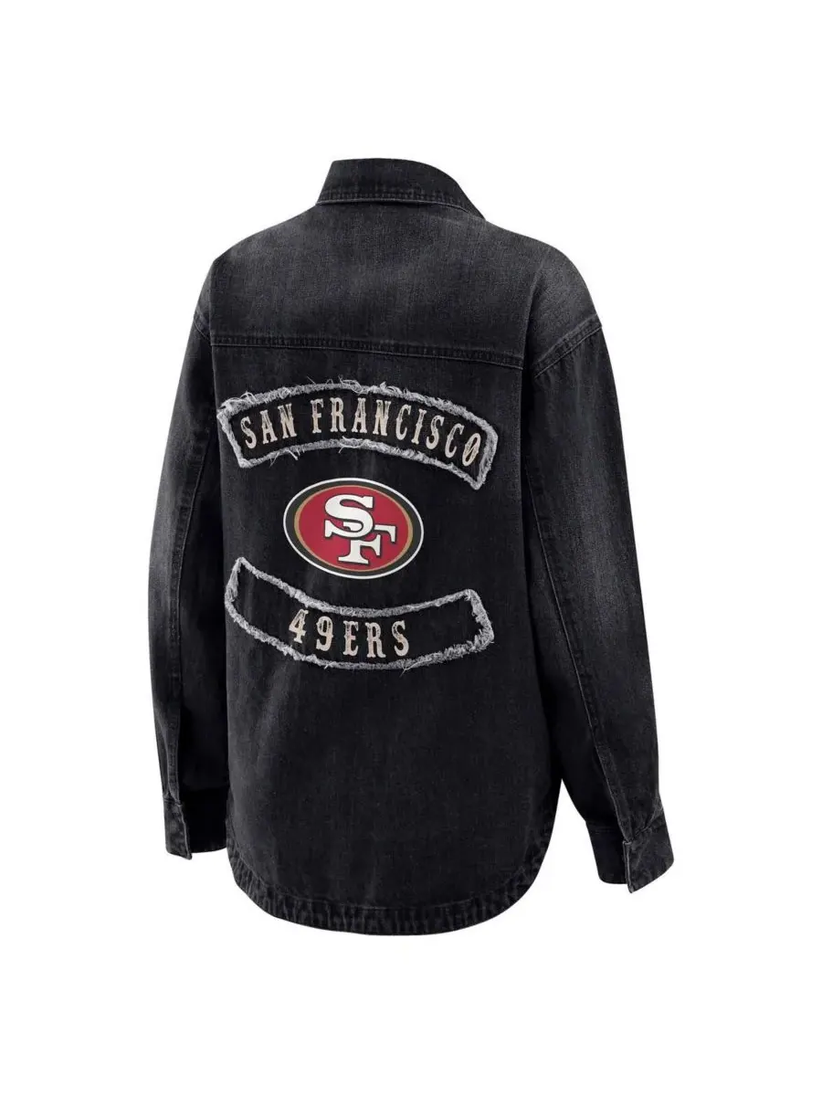 WEAR by Erin Andrews Женская черная джинсовая куртка-рубашка San Francisco 49ers оверсайз с — изображение 3 из 3, черный