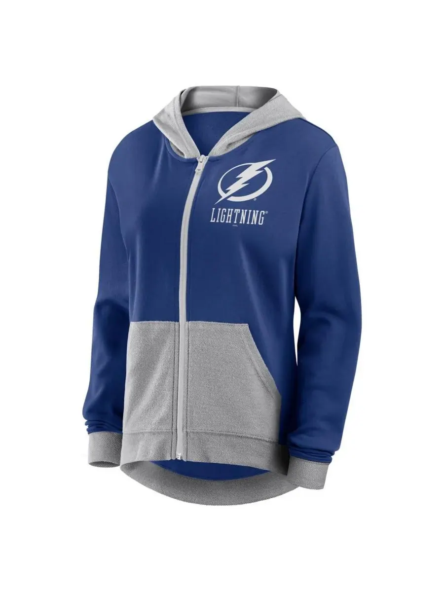Logo Athletic Женская синяя толстовка на молнии Tampa Bay Lightning Hit It из французского — изображение 2 из 3, синий
