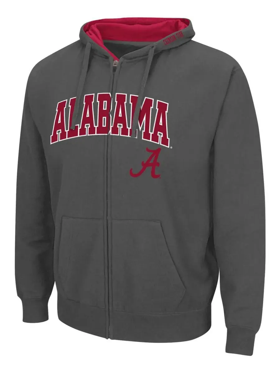 Colosseum Мужская толстовка на молнии Alabama Crimson Tide Arch Logo 3.0 — изображение 3 из 5, серый