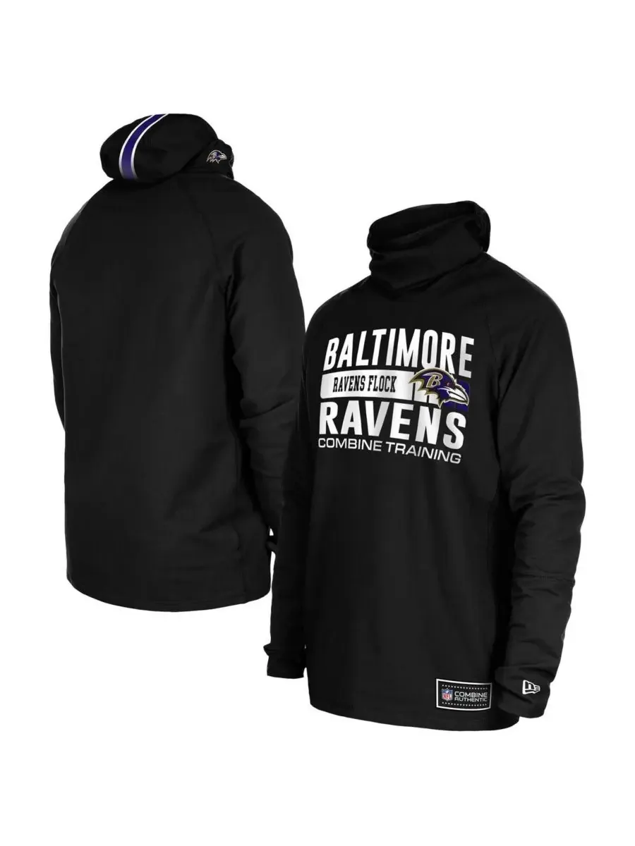 New Era Мужская черная функциональная балаклава-шлем Baltimore Ravens с полосатым принтом