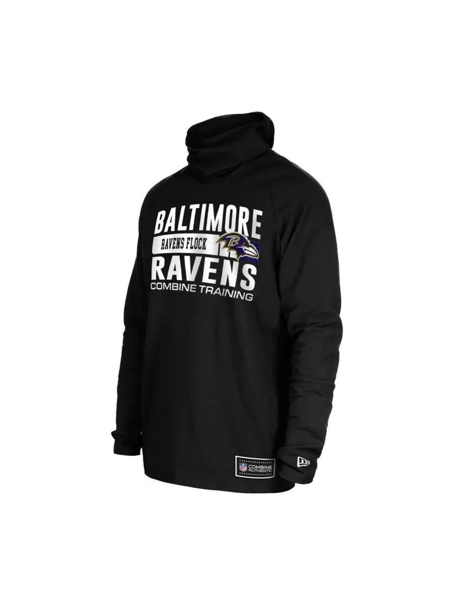 New Era Мужская черная функциональная балаклава-шлем Baltimore Ravens с полосатым принтом — изображение 3 из 3, черный