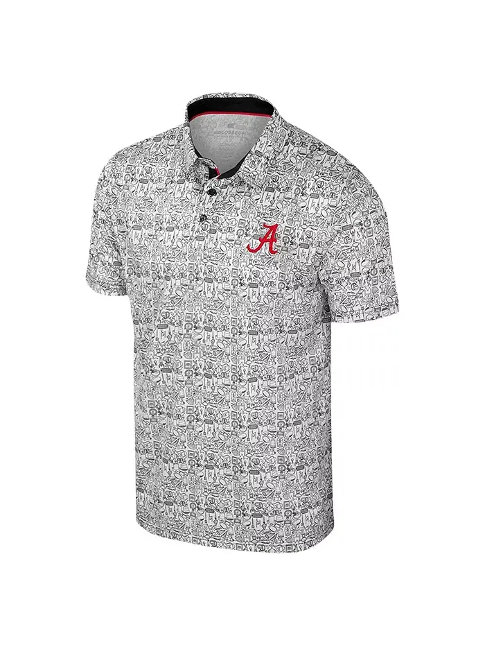 Мужская белая поло Alabama Crimson Tide Big Tall с принтом "It's Time" по всей поверхности Colosseum — изображение 2 из 3