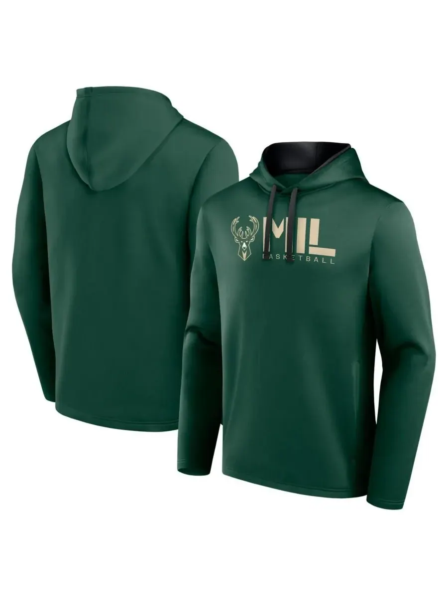 Logo Athletic Мужская толстовка с капюшоном Milwaukee Bucks Head Start цвета «охотничий зеленый» — зеленый