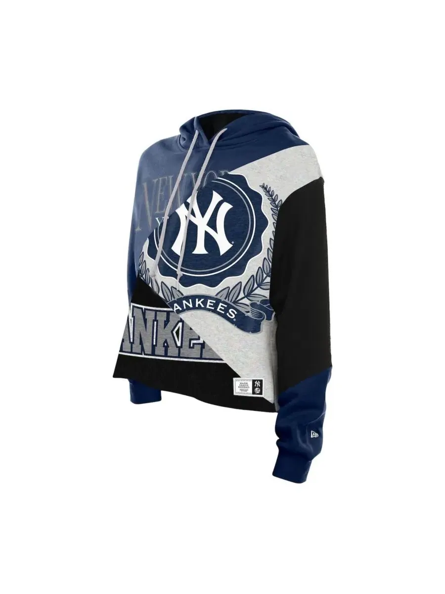 Худи женское с принтом, укороченное, свободного кроя, New York Yankees Color Block Cropped Boxy New — изображение 2 из 5