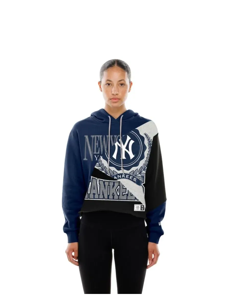Худи женское с принтом, укороченное, свободного кроя, New York Yankees Color Block Cropped Boxy New — изображение 4 из 5