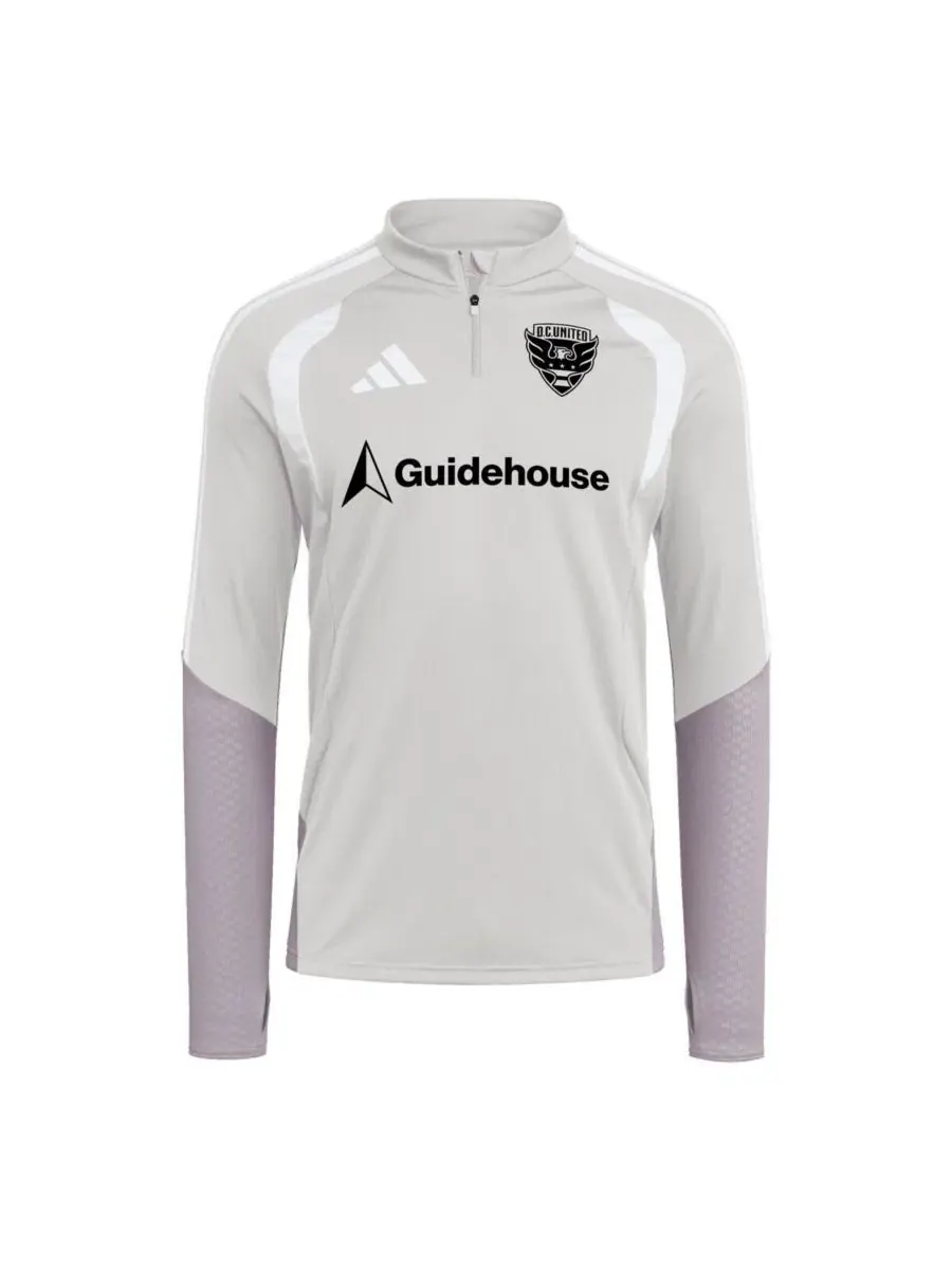 Тренировочный топ с четвертью-молнией D.C. United 2026 Tiro Competition adidas — изображение 2 из 3, серебряный