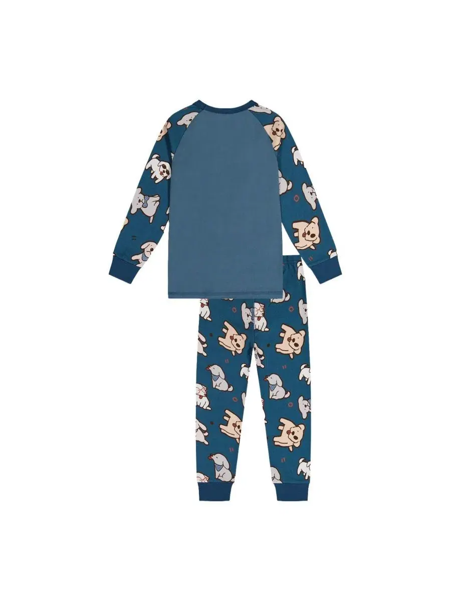 Детская пижама из хлопка с принтом собак Deux par Deux, Turquoise Printed Dogs — изображение 5 из 7