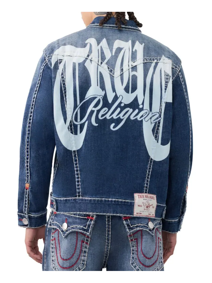 Куртка джинсовая мужская с принтом Jimmy Super T True Religion, Nocturne Drive Dark Wash