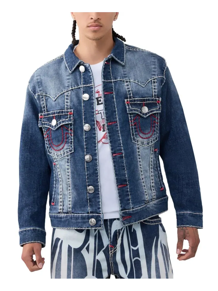 Куртка джинсовая мужская с принтом Jimmy Super T True Religion, Nocturne Drive Dark Wash — изображение 2 из 3