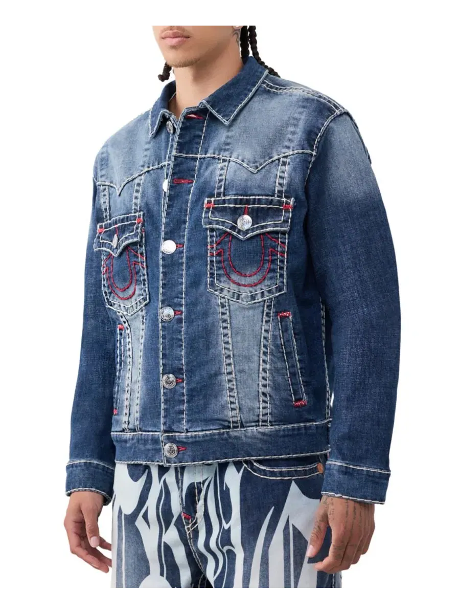 Куртка джинсовая мужская с принтом Jimmy Super T True Religion, Nocturne Drive Dark Wash — изображение 3 из 3