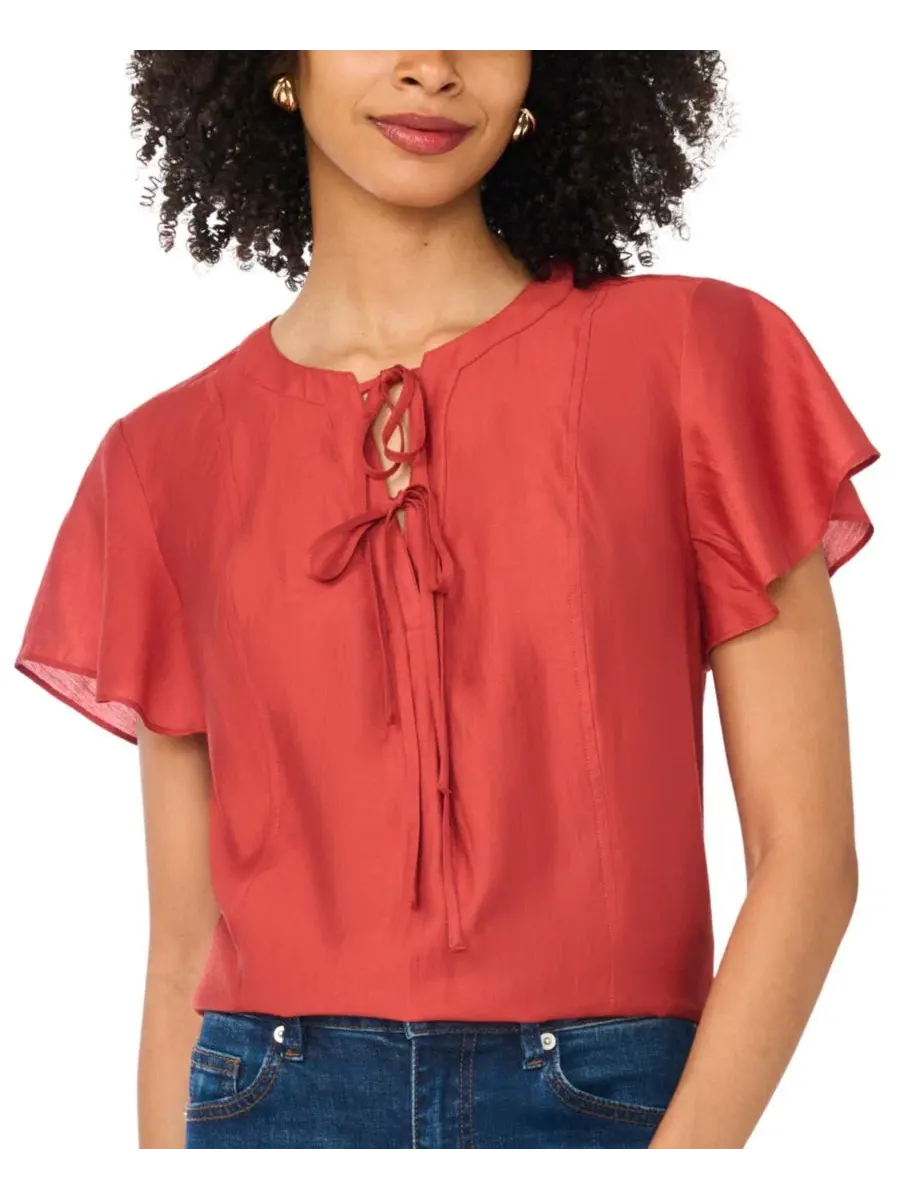 Блуза с короткими рукавами-воланами и завязками Double Tie Raglan Vince Camuto, Fireside — изображение 3 из 6