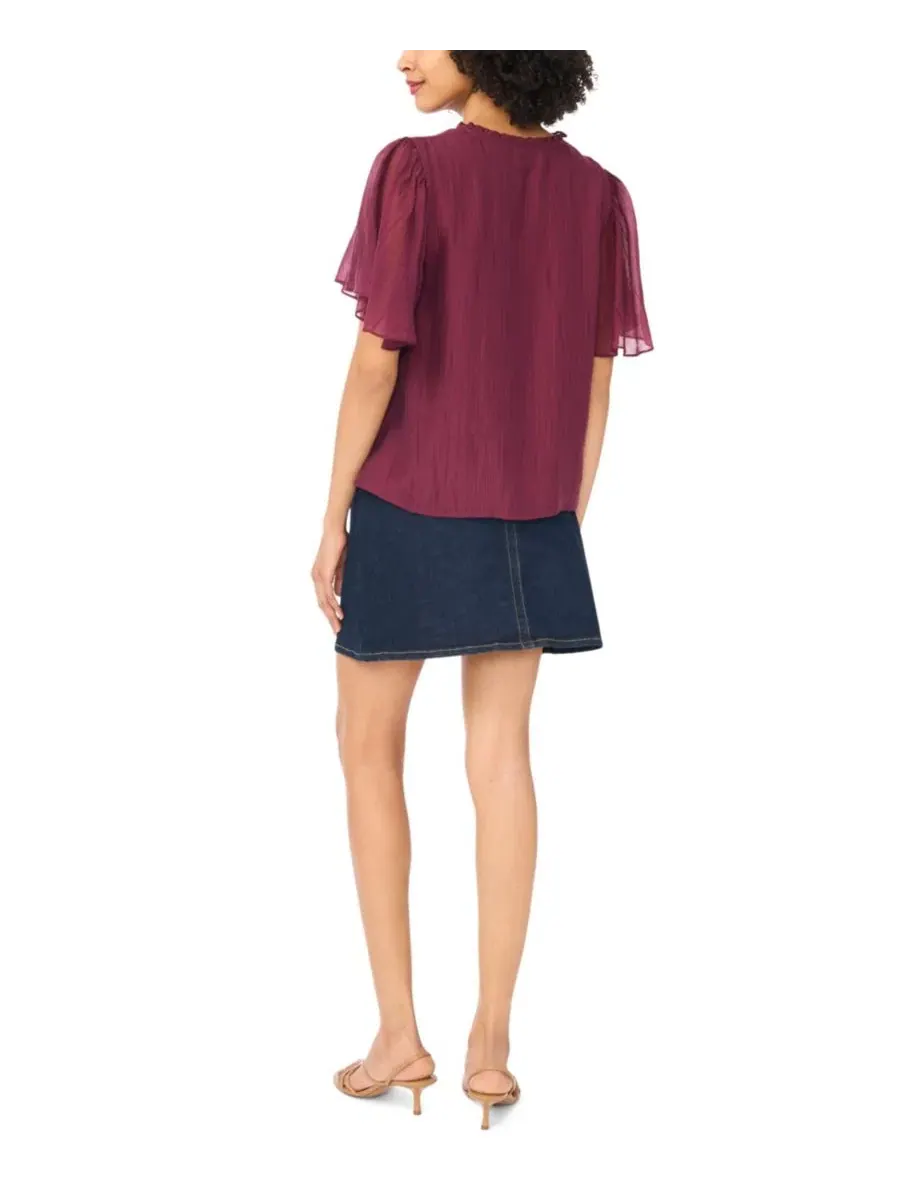 Блуза с завязкой у горловины и коротким рукавом Vince Camuto, Vineyard Plum — изображение 3 из 4