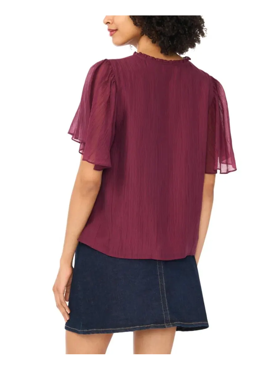 Блуза с завязкой у горловины и коротким рукавом Vince Camuto, Vineyard Plum — изображение 4 из 4