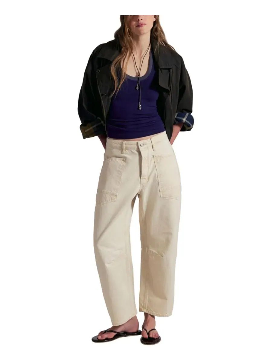Джинсы boyfriend с низкой посадкой и barrel-кроем, модель Minimalist Moxie Free People, Dusty Roads — изображение 5 из 5